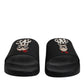 Black Leather Slides Sandals Beachwear Shoes