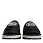 Black Nylon Quilted Logo Patch Sandals Slides Shoes