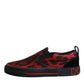 Red Black Leopard Cotton Men Low Top Sneakers Shoes