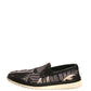 Black Canvas Tropical Print Slip On Shoes