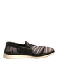 Black Canvas Tropical Print Slip On Shoes