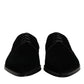 Black Velvet Cotton Lace Up Derby Shoes