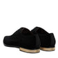 Black Velvet Cotton Lace Up Derby Shoes