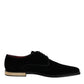Black Velvet Cotton Lace Up Derby Shoes
