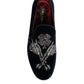 Black Velvet Floral Gun Loafers Dress Shoes