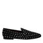 Black Crystal Embellished Loafers Dress Shoes