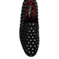 Black Crystal Embellished Loafers Dress Shoes