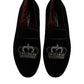 Black Velvet Crystal Crown Loafers Formal Dress Shoes
