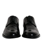 Black Calfskin Leather Derby Lace Up Formal Dress Shoes