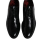 Black Calfskin Leather Derby Lace Up Formal Dress Shoes
