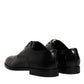 Black Calfskin Leather Derby Lace Up Formal Dress Shoes