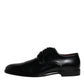 Black Calfskin Leather Derby Lace Up Formal Dress Shoes