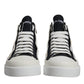 White Black Cotton High Top Sneakers Shoes