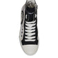 White Black Cotton High Top Sneakers Shoes