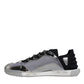 Silver Black Nylon NS1 Low Top Sneakers Shoes