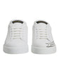 White Leather Low Top Lace Up Sneakers Shoes