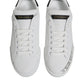 White Leather Low Top Lace Up Sneakers Shoes