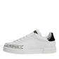 White Leather Low Top Lace Up Sneakers Shoes