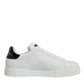White Leather Low Top Lace Up Sneakers Shoes