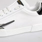 White Leather Low Top Lace Up Sneakers Shoes
