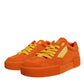 Orange Miami Leather Low Top Sneakers Shoes