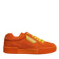 Orange Miami Leather Low Top Sneakers Shoes