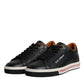 Black Leather Low Top Men Sneakers Shoes