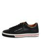 Black Leather Low Top Men Sneakers Shoes