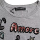 Gray Cotton L'Amore E'Bellezza Top T-shirt