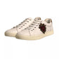 White Leather Heart Embellished Sneakers Shoes