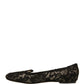 Black Taormina Lace Slip On Flats Shoes