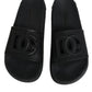 Black Rubber Slides Sandals Beachwear Shoes