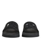Black Rubber Slides Sandals Beachwear Shoes