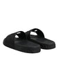 Black Rubber Slides Sandals Beachwear Shoes