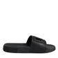 Black Rubber Slides Sandals Beachwear Shoes