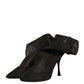Black Silk Mesh Sock Style Heels Boots Shoes