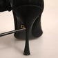 Black Silk Mesh Sock Style Heels Boots Shoes