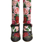 Black Floral Socks Crystal Boots Jersey Shoes