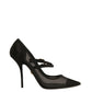 Black Mesh Mary Jane High Heels Pumps Shoes