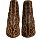 Brown Leopard Leather Stretch Heels Boots Shoes