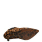 Brown Leopard Leather Stretch Heels Boots Shoes