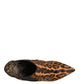 Brown Leopard Leather Stretch Heels Boots Shoes