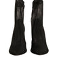 Black Silk Mesh Sock Style Heels Boots Shoes