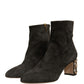 Black Embellished Heel Ankle Boots Shoes