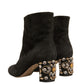Black Embellished Heel Ankle Boots Shoes