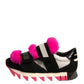 Black Pink Fur Embellished Sneakers Shoes