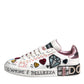 White Sequined Crystal Low Top Sneakers Shoes