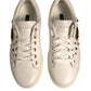 White Leather Gold Red Heart Sneakers Shoes