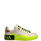 White Yellow Portofino Leather Sneakers Shoes