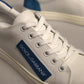 White Suede Leather Low Top Sneakers Shoes